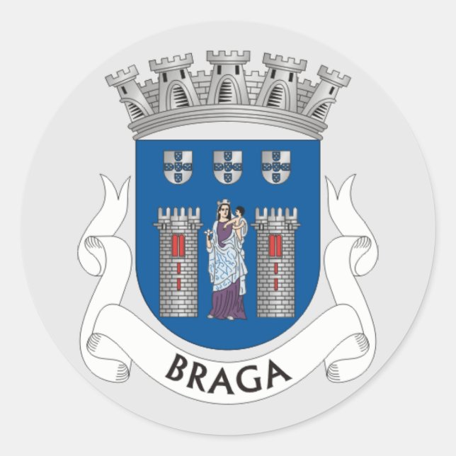 Wappen von Braga, Portugal Runder Aufkleber (Vorderseite)