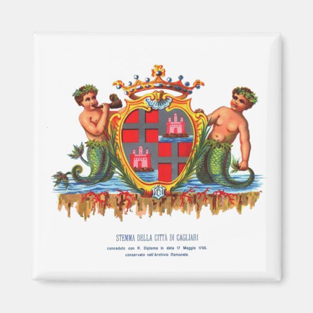 Wappen von Cagliari, Sardinien Button Magnet (Vorne)