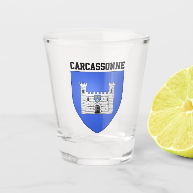 Wappen von Carcassonne - Frankreich Schnapsglas (Vorderseite)