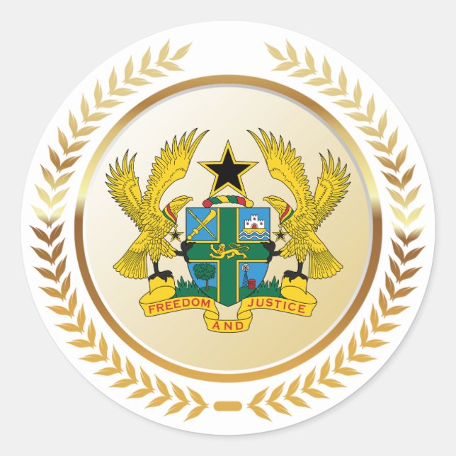 Wappen von Ghana Runder Aufkleber (Vorderseite)
