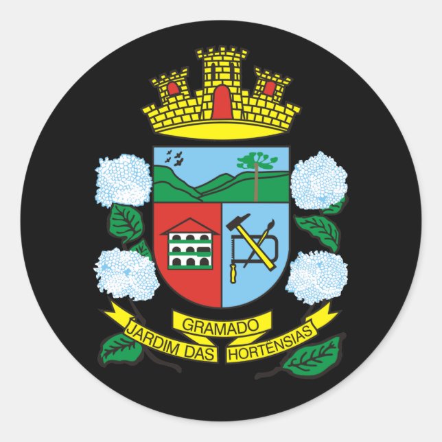 Wappen von Gramado, Rio Grande do Sul (BR) Cl Runder Aufkleber (Vorderseite)