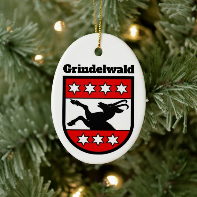 Wappen von Grindelwald, Schweiz Keramik Ornament (Baum)