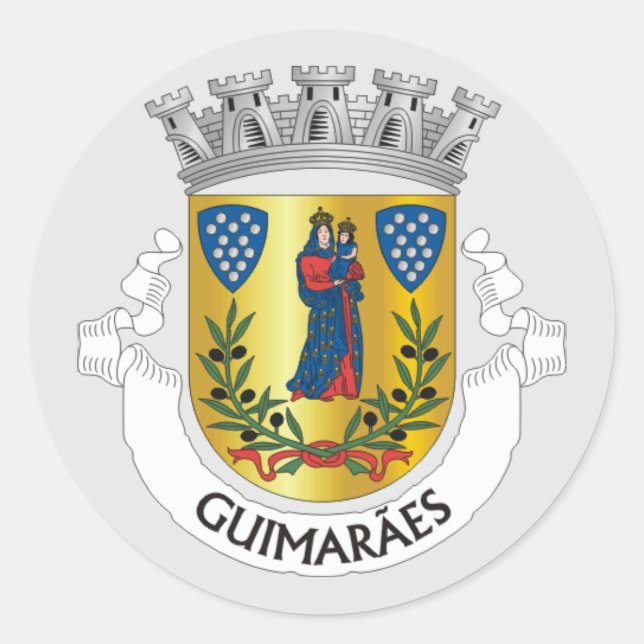 Wappen von Guimarães, Portugal Runder Aufkleber (Vorderseite)