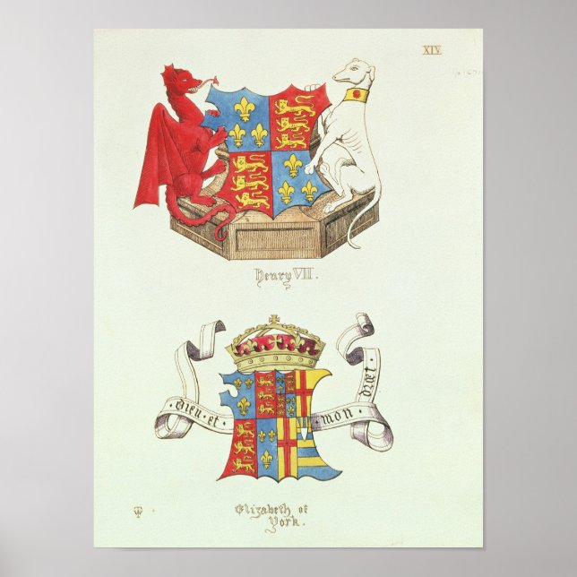 Wappen von Henry VII und Elisabeth von York Poster (Vorne)