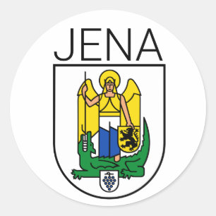 Wappen von Jena - Thüringen, DEUTSCHER Klassik  Runder Aufkleber