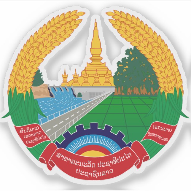 Wappen von Laos Aufkleber (Vorderseite)