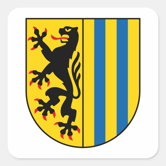 Wappen von Leipzig, Deutschland Quadratischer Aufkleber (Vorderseite)