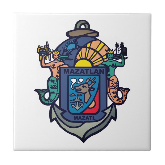 Wappen von Mazatlán, Sinaloa (MX) Fliese (Vorderseite)