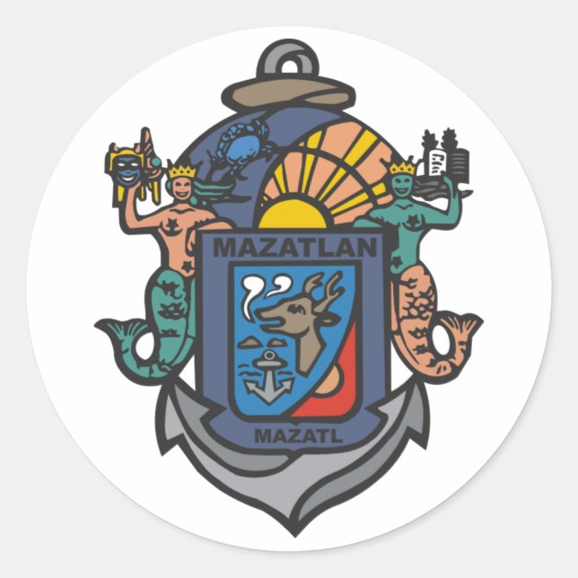 Wappen von Mazatlán, Sinaloa (MX) Runder Aufkleber (Vorderseite)