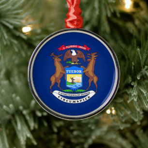 Wappen von Michigan Keramik Weihnachtsschmuck