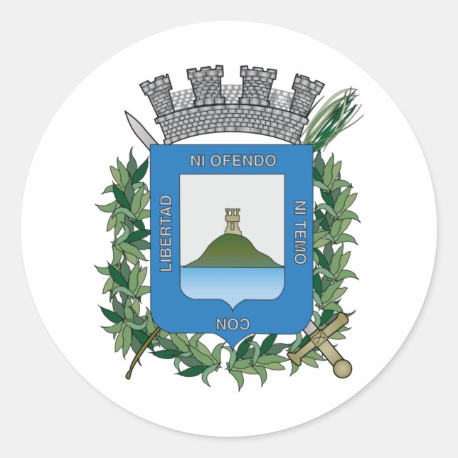 Wappen von Montevideo, Uruguay Runder Aufkleber (Vorderseite)