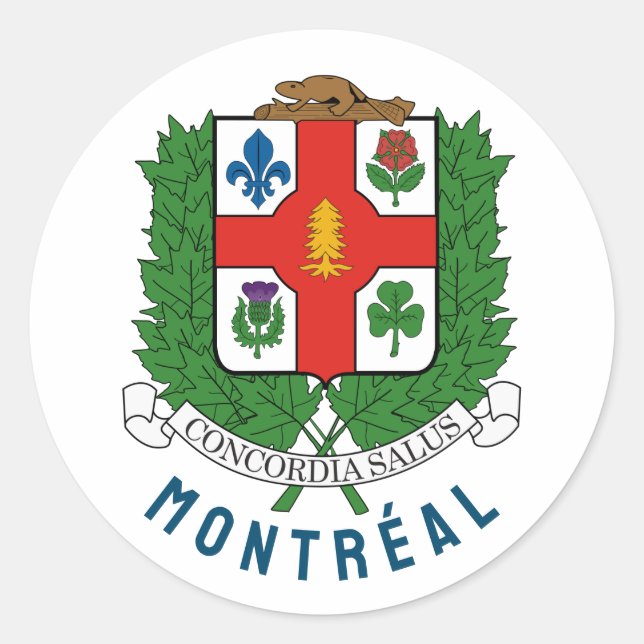 Wappen von Montréal, KANADA Runder Aufkleber (Vorderseite)
