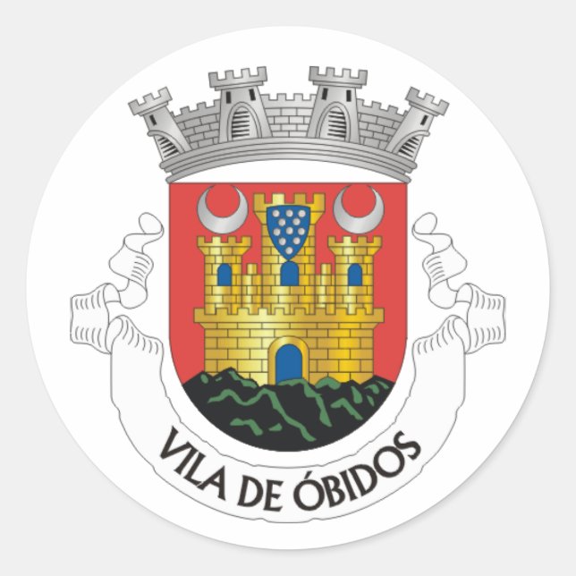 Wappen von Óbidos, Portugal Runder Aufkleber (Vorderseite)