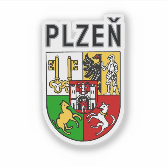 Wappen von Pilsen, Tschechische Republik Aufkleber (Vorderseite)