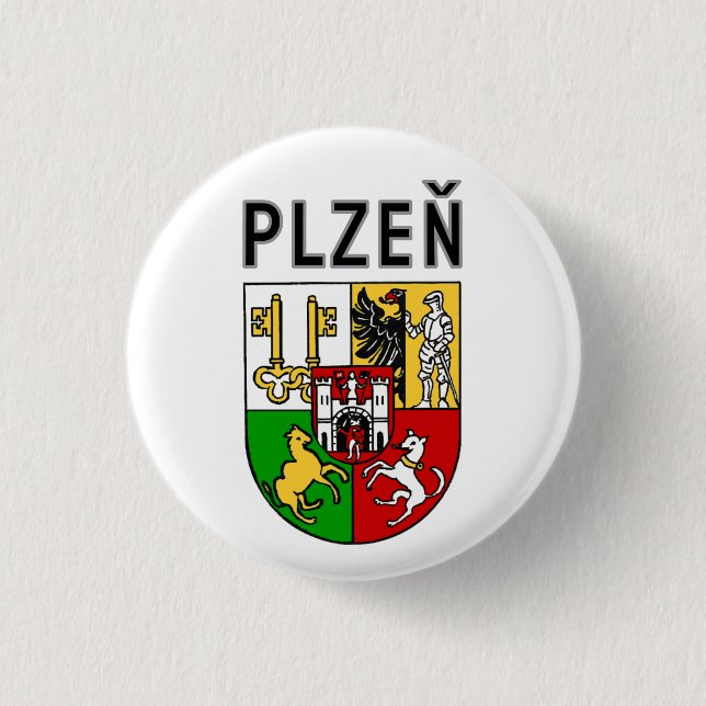 Wappen von Pilsen, Tschechische Republik Button (Vorderseite)