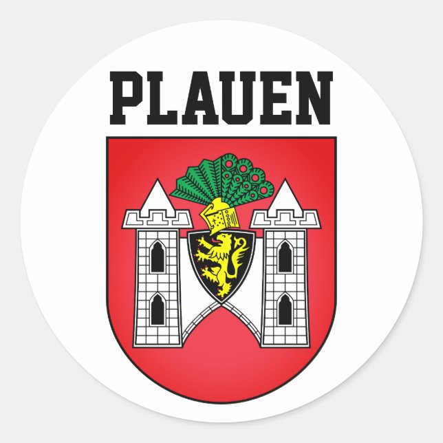 Wappen von Plauen, Deutschland Runder Aufkleber (Vorderseite)