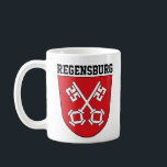 Wappen von Regensburg, Deutschland Kaffeetasse<br><div class="desc">Regensburg ist eine schöne Stadt im Osten Bayerns,  am Zusammenfluss von Donau,  Naab und Regen. Es ist die Hauptstadt der Unterregion Oberpfalz des Staat im Süden Deutschlands.</div>