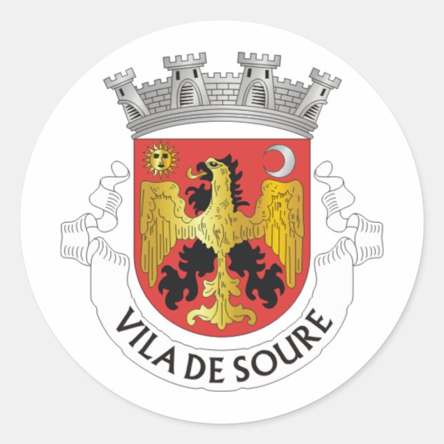 Wappen von Soure, Portugal Runder Aufkleber (Vorderseite)