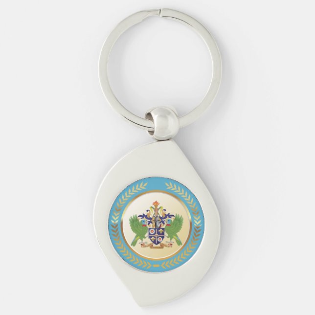 Wappen von St. Lucia Schlüsselanhänger (Vorderseite)