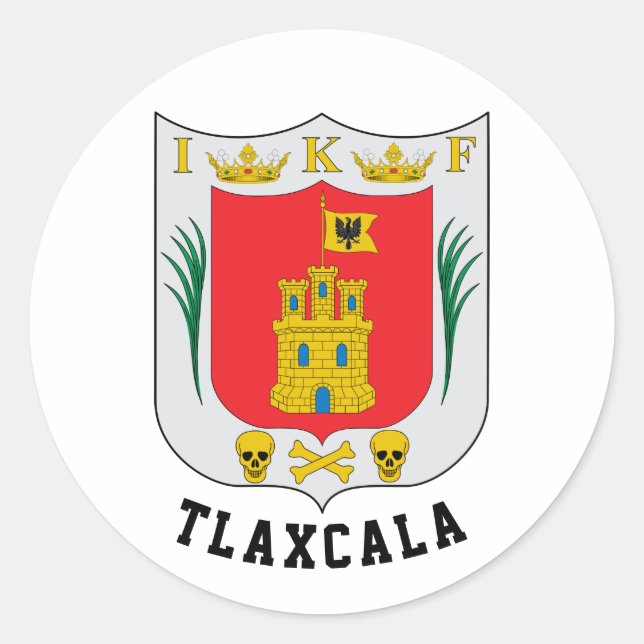 Wappen von Tlaxcala, Mexiko Runder Aufkleber (Vorderseite)