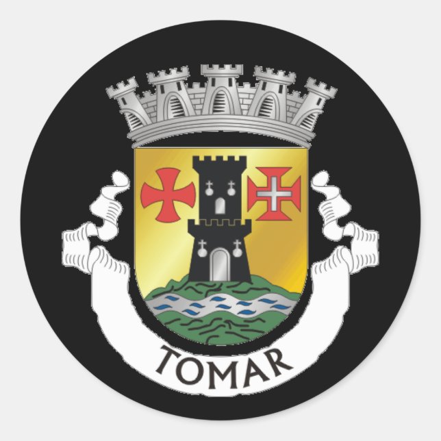 Wappen von Tomar, Portugal Runder Aufkleber (Vorderseite)