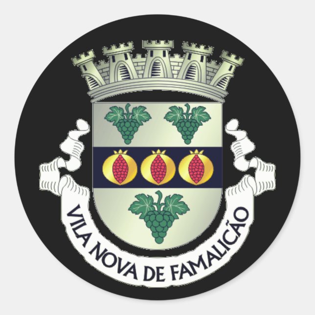 Wappen von Vila Nova de Famalicão, Portugal Runder Aufkleber (Vorderseite)