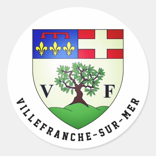 Wappen von Villefranche-sur-Mer, Frankreich-Klasse Runder Aufkleber (Vorderseite)