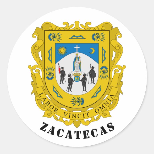 Wappen von Zacatecas, Mexiko Runder Aufkleber (Vorderseite)