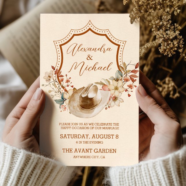 Wappen Western Land Bohemische Blumenhochzeit Einladung (Von Creator hochgeladen)