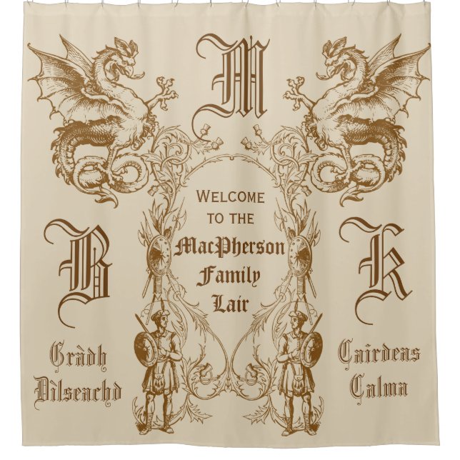 Wappenkunde-Drache-schottischer Duschvorhang (Vorderseite)