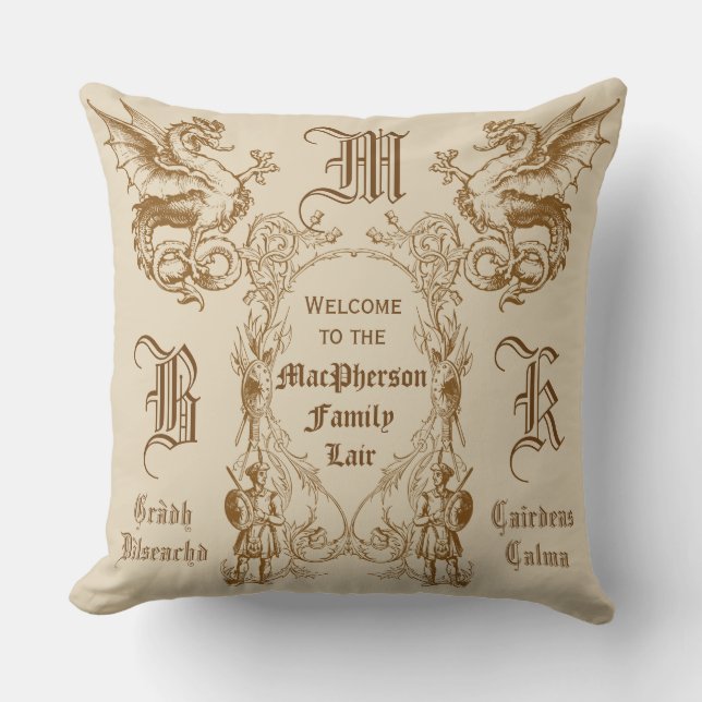 Wappenkunde-Drache-schottischer Kissen (Vorderseite)