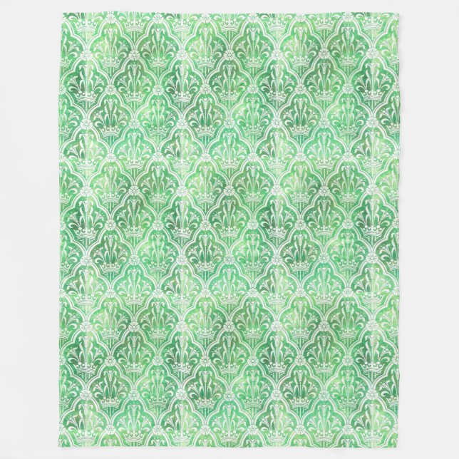 Wappenkunde mit Krone und Blumen Fleecedecke (Vorderseite)