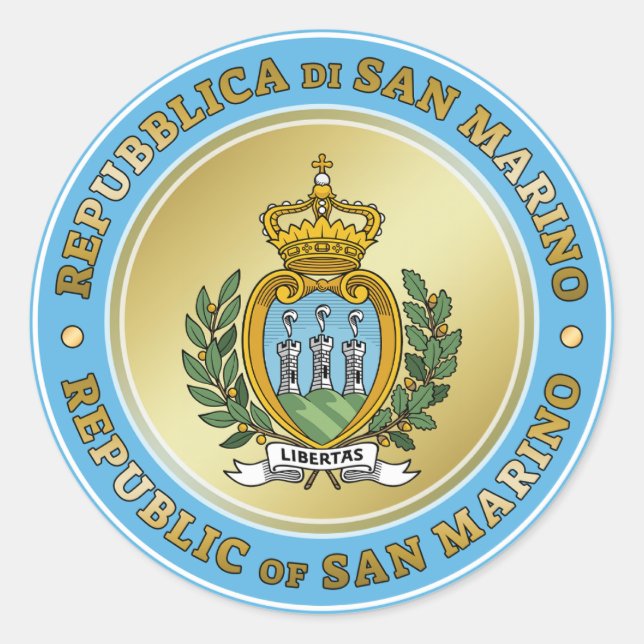 Wappenschild von San Marino Runder Aufkleber (Vorderseite)