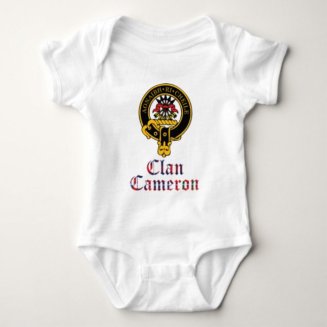 Wappentartan-Clan Cameron nennen schottischer Baby Strampler (Vorderseite)