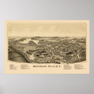 Wappingers Falls, NY Panoramic Map - 1889 Poster