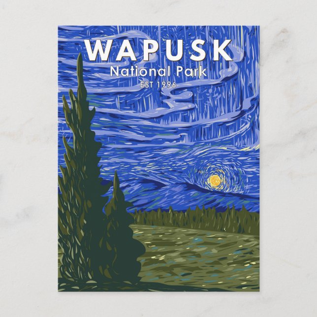 Wapusk Nationalpark Nordlichter Vintag Postkarte (Vorderseite)