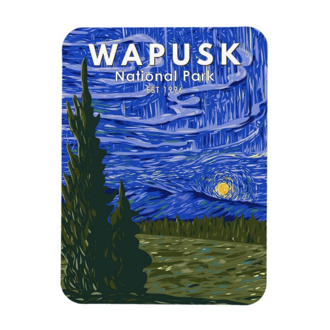 Wapusk Nationalpark Nordlichter Vintage Magnet (Vertikal)