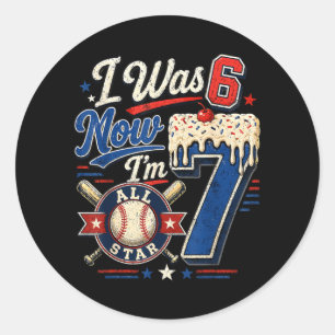 War 6 7 7. Geburtstag Jungen Eis Drip Baseball Runder Aufkleber