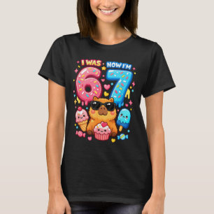War 6 7 Geburtstag 67 Meme Capybara Eiscreme kawai T-Shirt