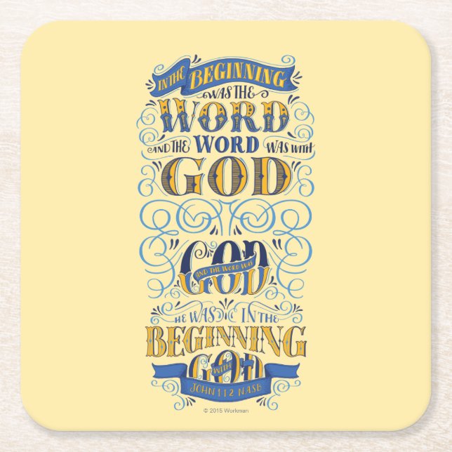 War am Anfang das Wort Rechteckiger Pappuntersetzer (Vorderseite)