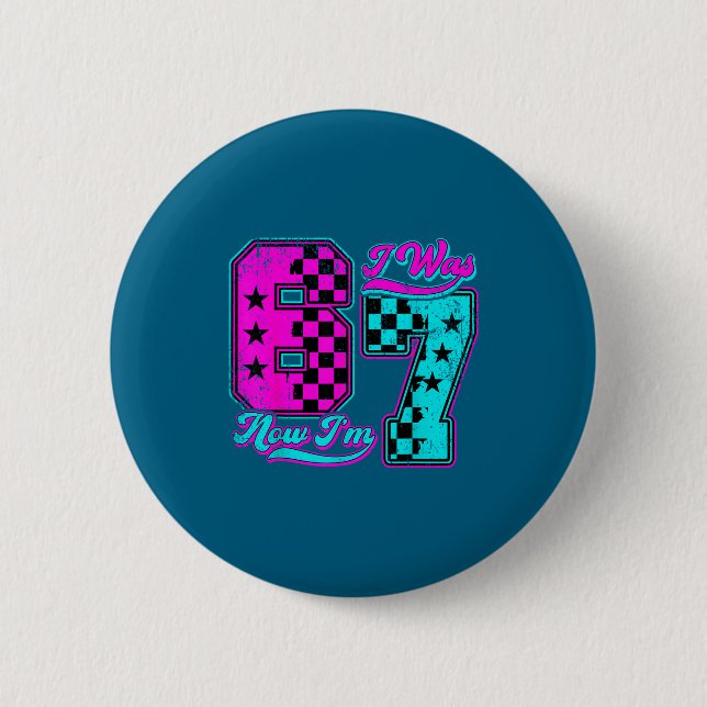 War kariert 6 7 Geburtstag 6 Button (Vorderseite)
