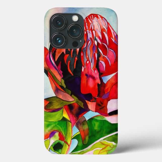 Waratah Australian native flower watercolor Case-Mate iPhone Hülle (Rückseite)