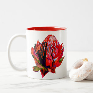 Waratah Australian native flower watercolor Zweifarbige Tasse