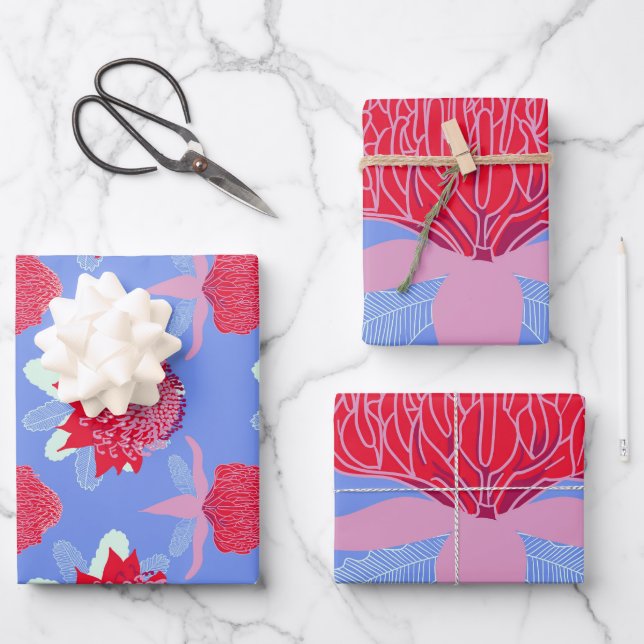 Waratah Geschenkpapier Set (Vorderseite)