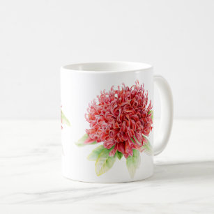 Waratah Protea Rote Blume Aquarellkunst Tasse