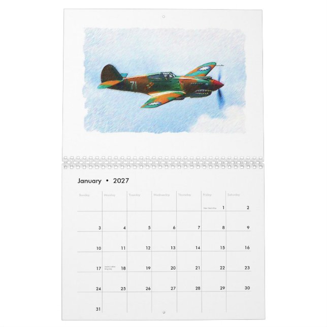 Warbirds des Zweiten Weltkrieges Kalender (Jan 2027)