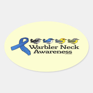 Warbler Neck Awareness Ribbon Ovaler Aufkleber