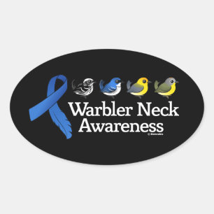 Warbler Neck Awareness Ribbon Ovaler Aufkleber