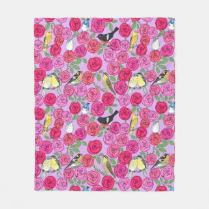 Warblers und Rose auf Lavendel Fleece Blanket