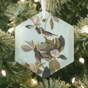 Warbling Flycatcher Kingbirds Vintag Audubon Ornament Aus Glas